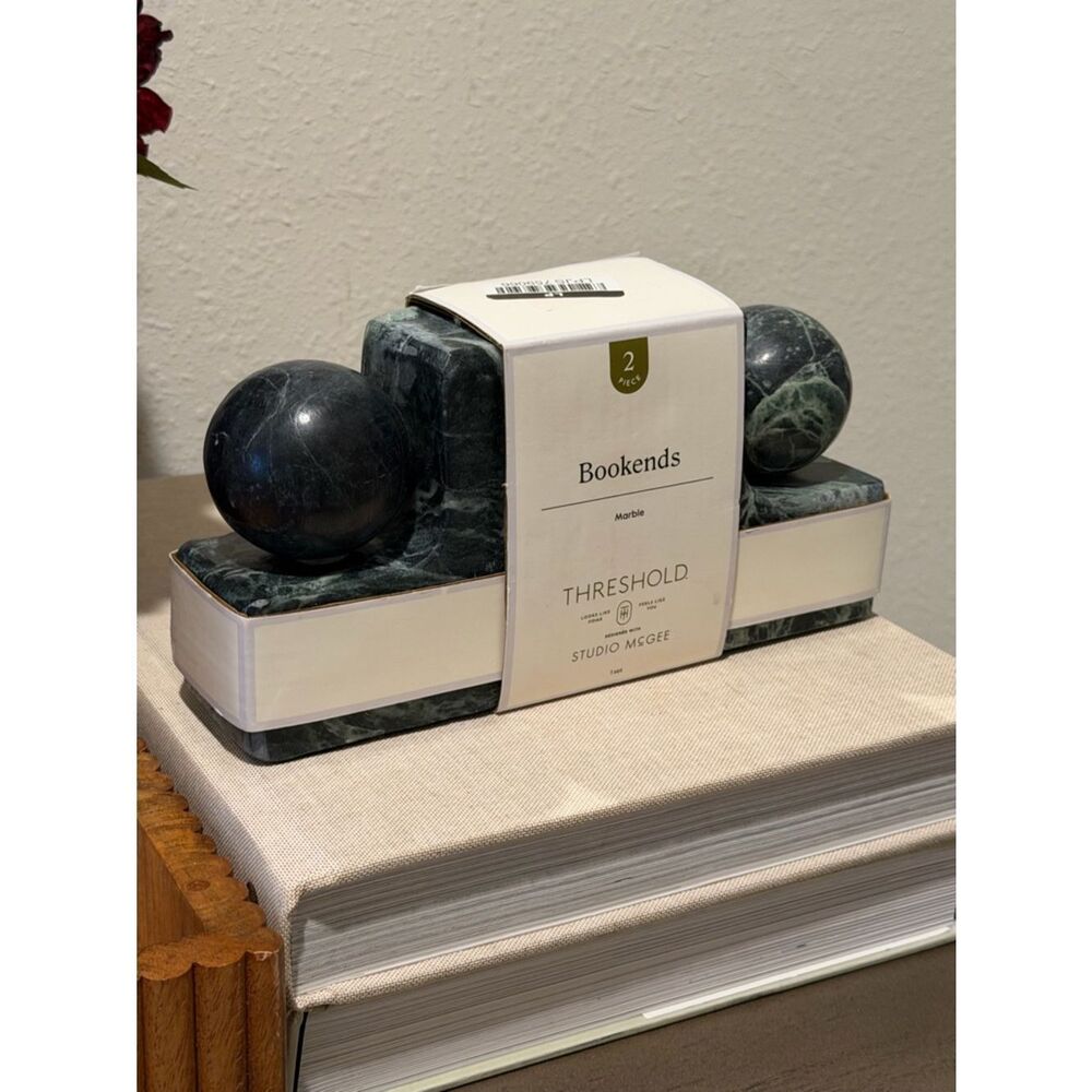 Threshold x Studio McGee 2pc Green Marble Ball Bookends